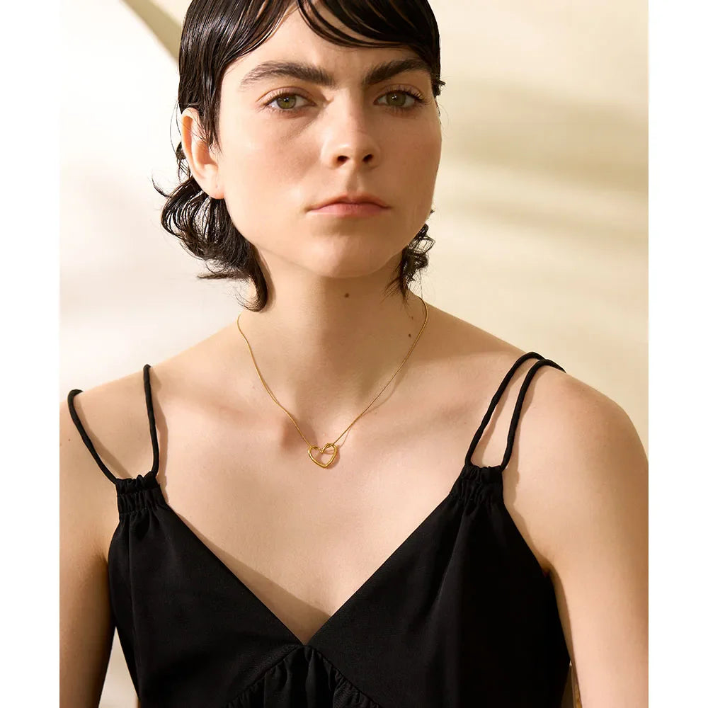 18k Gold-Plated Open Heart Necklace