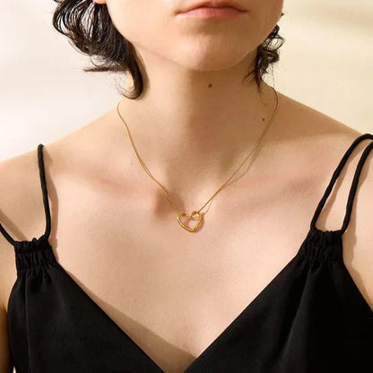 18k Gold-Plated Open Heart Necklace
