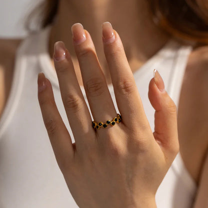 18k Gold-Plated Adjustable Interlaced Spheres Ring