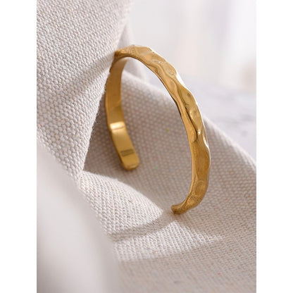 Adjustable 18k Gold Plated Rustic Minimalist Bangle