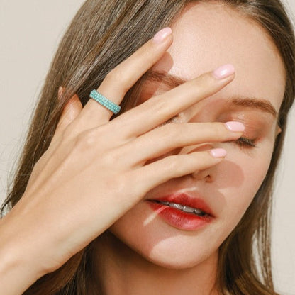 Sterling Silver Pavé Turquoise Ring