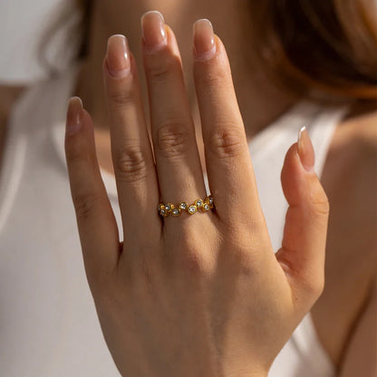 18k Gold-Plated Adjustable Interlaced Spheres Ring