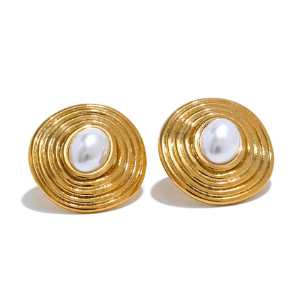 18k Gold-Plated Round Pearl Earrings