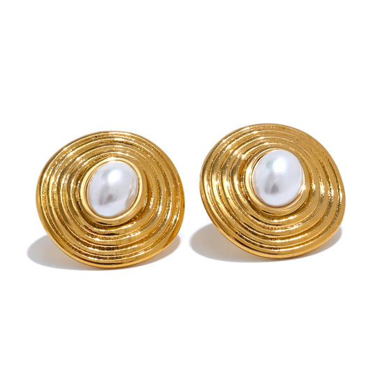 18k Gold-Plated Round Pearl Earrings