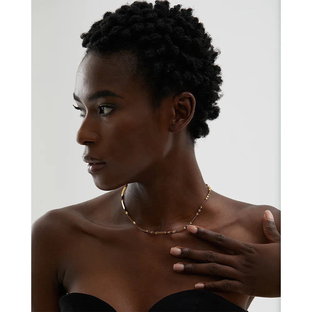 18k Gold-Plated Twisted Snake Chain Necklace