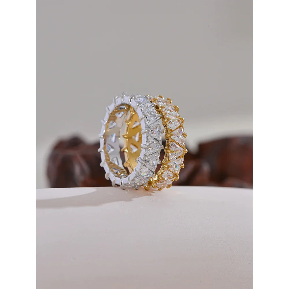 18k Gold-Plated Pavé Zirconia Heart Ring
