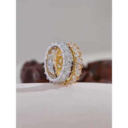 18k Gold-Plated Pavé Zirconia Heart Ring