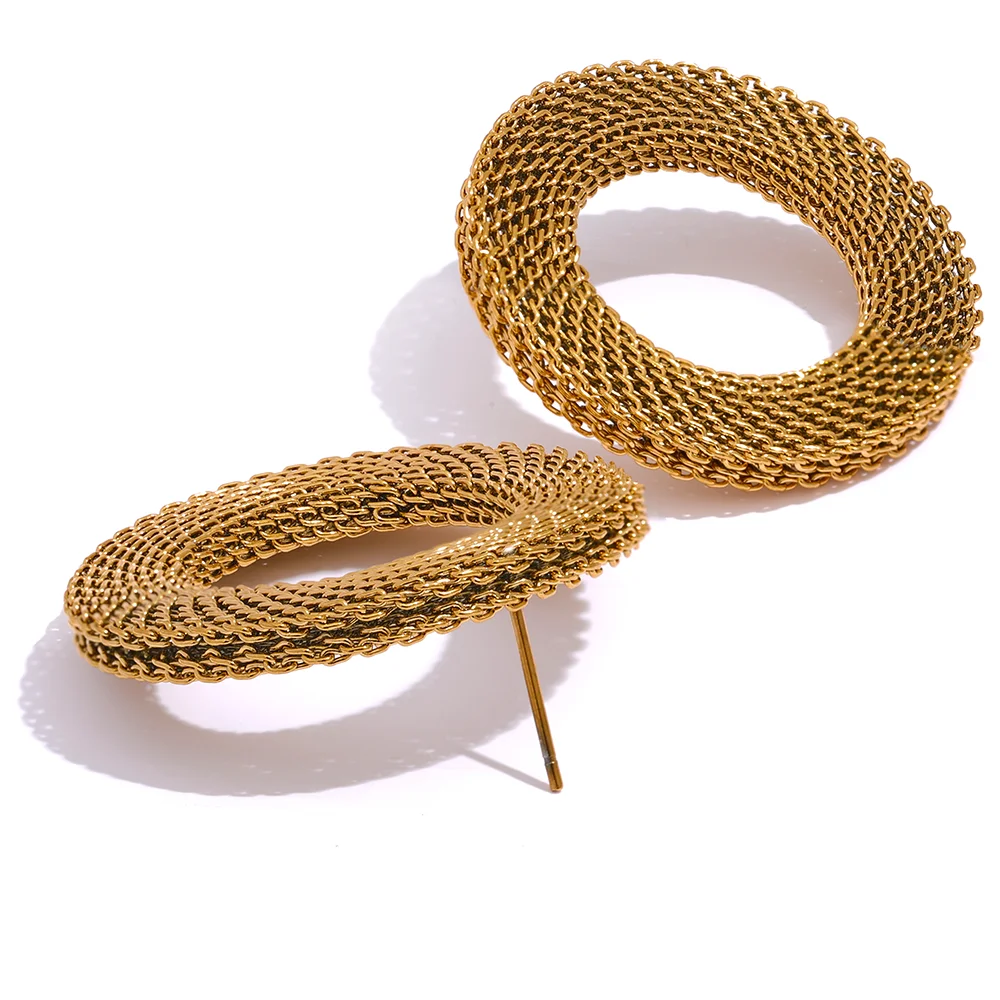 18k Gold-Plated Textured Circle Earrings