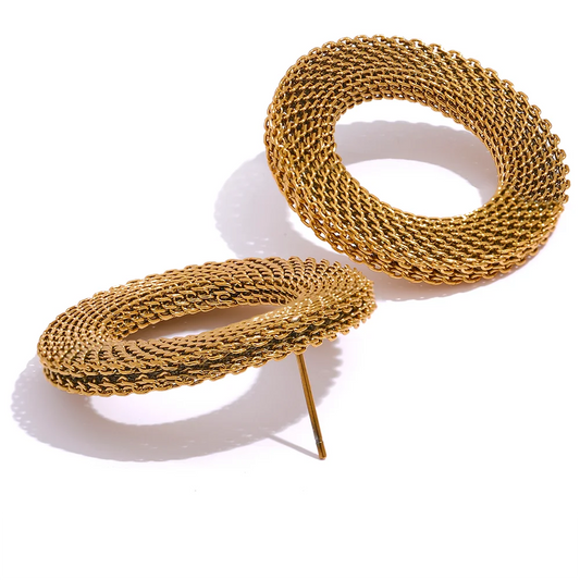 18k Gold-Plated Textured Circle Earrings