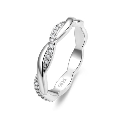 925 Sterling Silver Twist Zirconia Ring