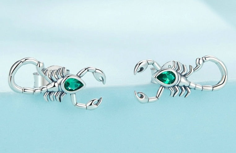 925 Sterling Silver Scorpion Zirconia Earrings