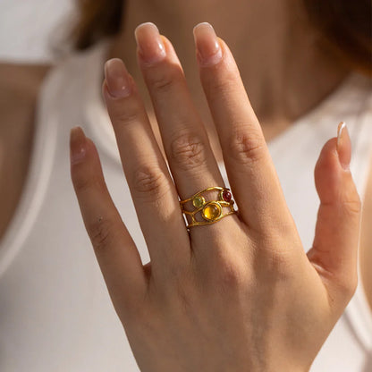 18k Gold-Plated Adjustable Minimalist Playful Resin Ring