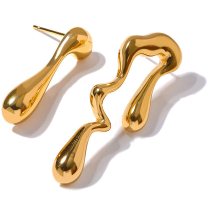 18k Gold-Plated Asymmetrical Organic Earrings