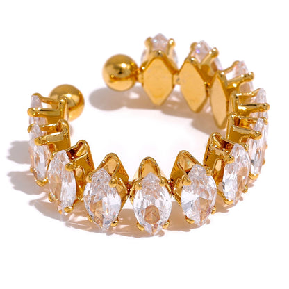 Royal Adjustable Ring in 18k Gold Plating with Cubic Zirconias