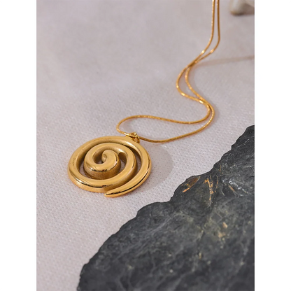18k Gold-Plated Spiral Pendant Necklace