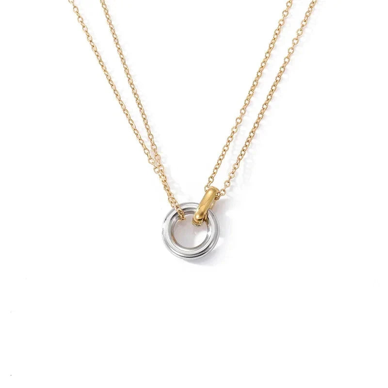 18k Gold Plated Double Necklace with Open Sphere