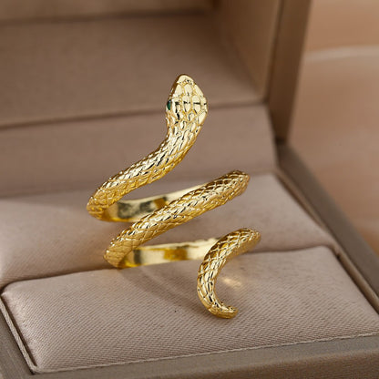 Elegant 18k Gold Plated Snake Ring – Adjustable Fit