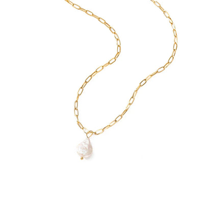 18k Gold-Plated Natural Pearl Minimalist Chain Necklace