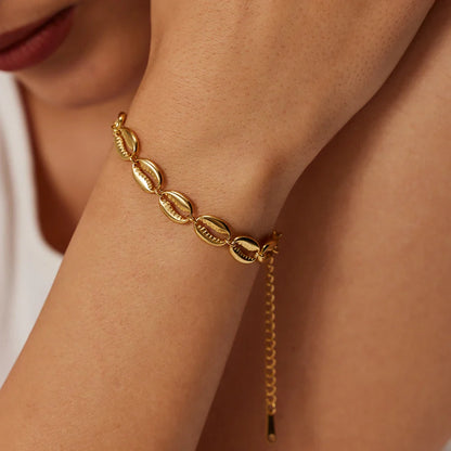 18k Gold-Plated Cowrie Shell Charm Bracelet