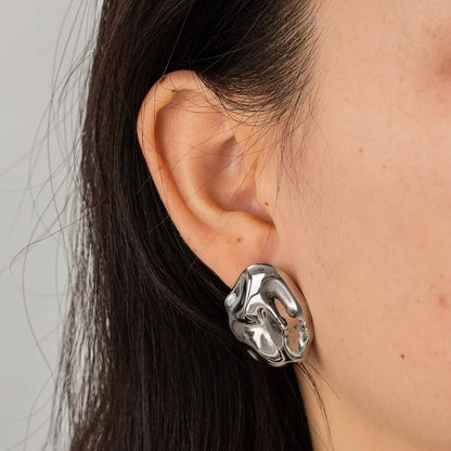 18k Gold-Plated Organic Oval Earrings