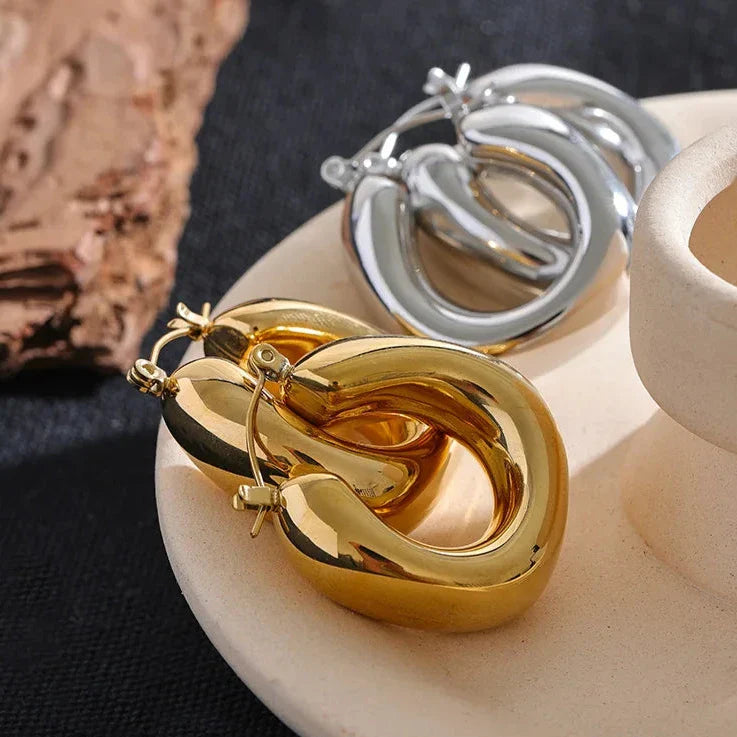 18k Gold-Plated Thick Minimalist Hoop Earrings