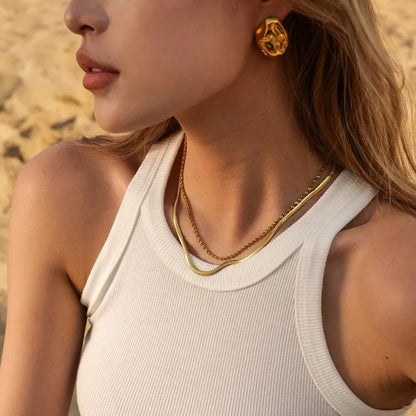 18k Gold-Plated Organic Oval Earrings