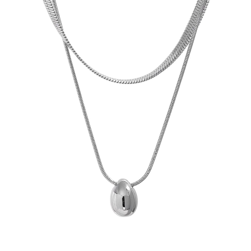 18k Gold-Plated Double Necklace Set – Snake and Water Drop