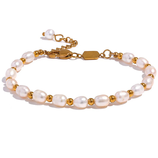 18k Gold-Plated Natural Freshwater Pearl Bracelet