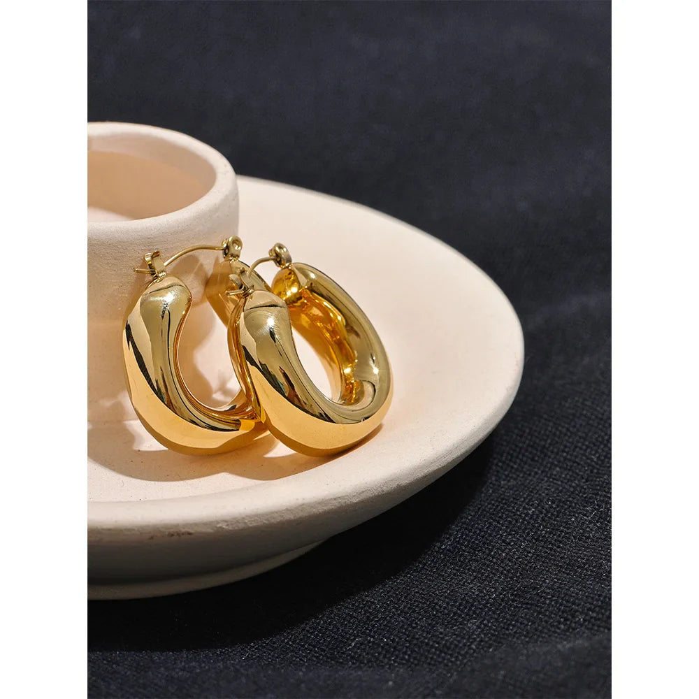 18k Gold-Plated Thick Minimalist Hoop Earrings