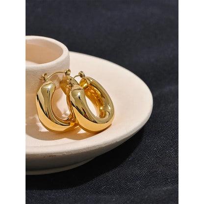 18k Gold-Plated Thick Minimalist Hoop Earrings