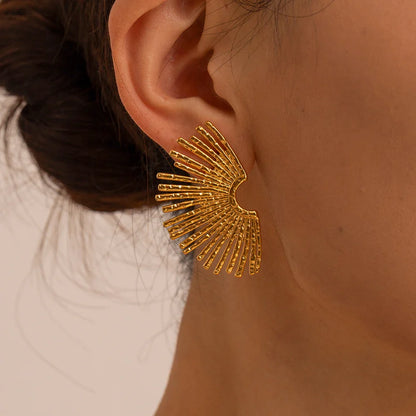 18k Gold-Plated Irregular Line Half-Hoop Earrings