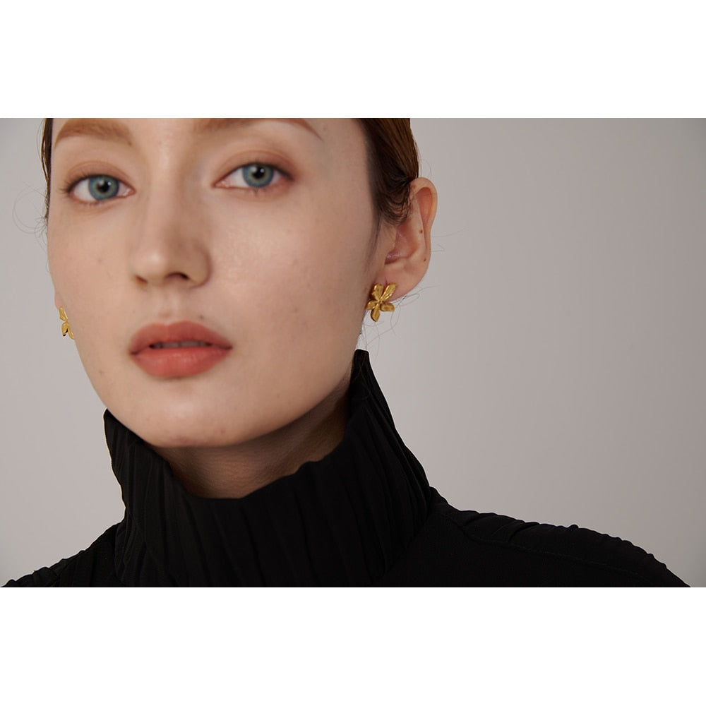18k Gold-Plated Modern Floral Earrings