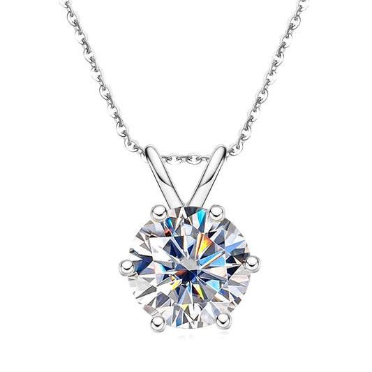 Solitaire Moissanite Necklace 1ct in 18ct White Gold-Plated 925 Silver