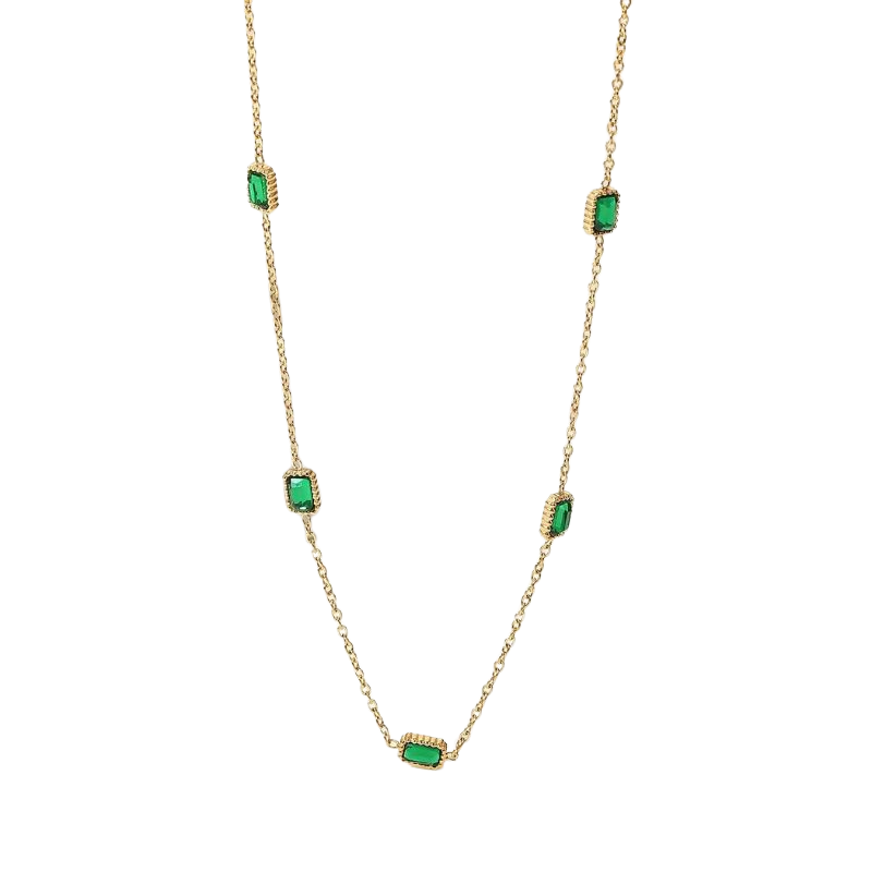 18k Gold-Plated Emerald Necklace