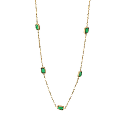 18k Gold-Plated Emerald Necklace