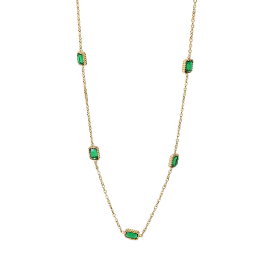 18k Gold-Plated Emerald Necklace