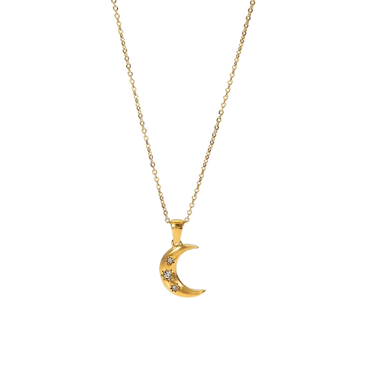 Moon Necklace with Cubic Zirconia