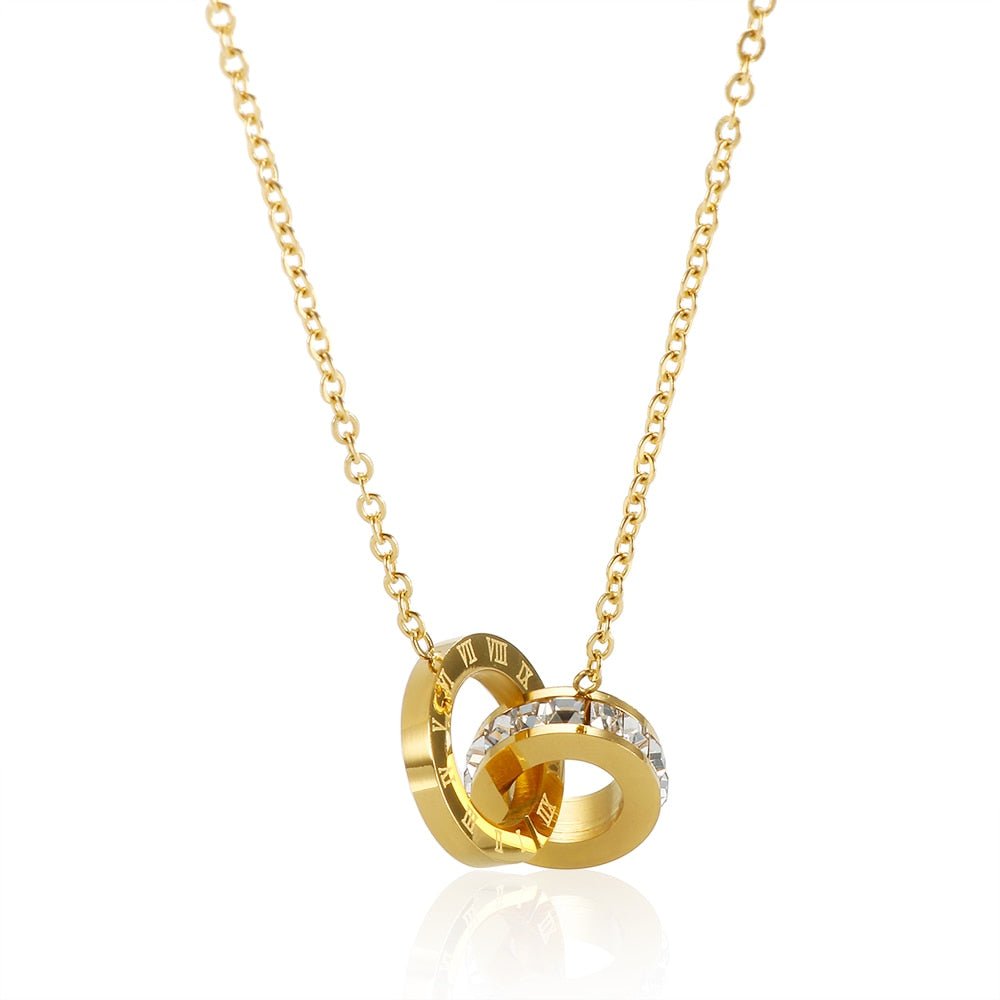 Roman Necklace with Cubic Zirconia – 18ct Gold-Plated