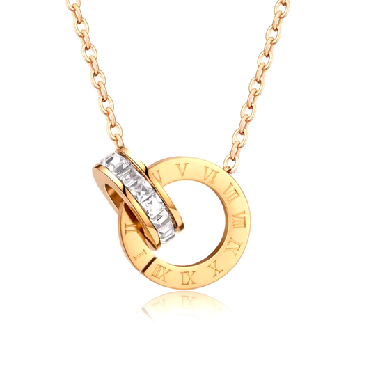 Roman Necklace with Cubic Zirconia – 18ct Gold-Plated
