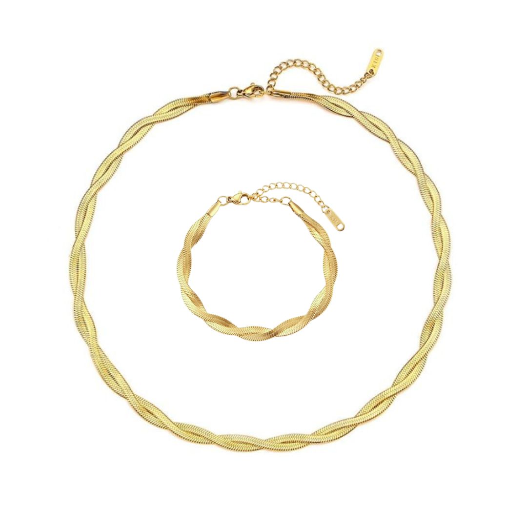 Twisted Necklace and Bracelet Set