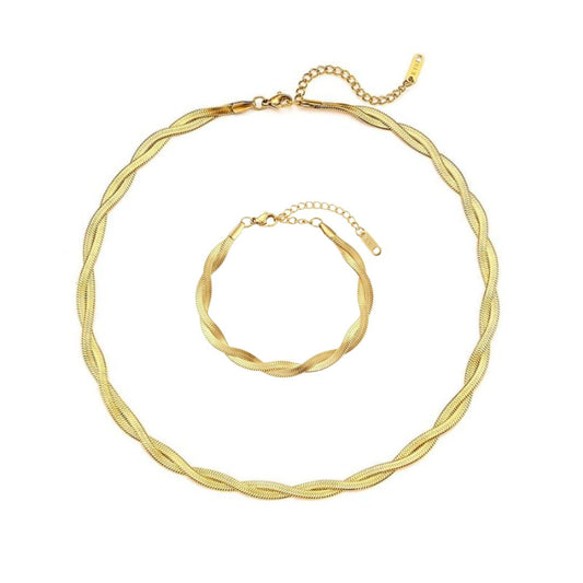 Twisted Necklace and Bracelet Set